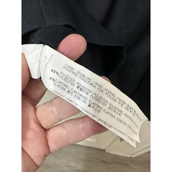 Zara Basic Little Black Dress Large Faux Leather Shoulders Mini Micro Polka Dot - Picture 3 of 4